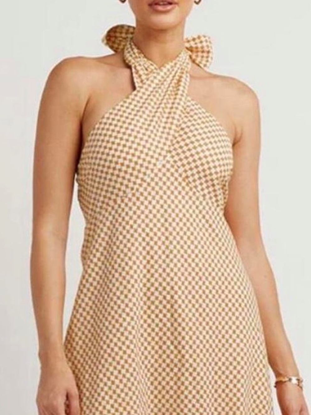 DISSH Gaia Mango Geo Cross Halter Dress Orange 10 - Picture 2 of 8